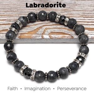 Genuine Labradorite Womens Stretch Bracelet